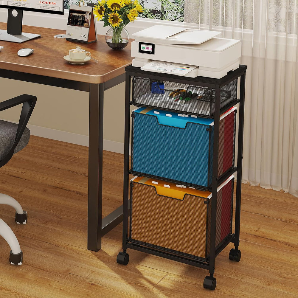 Sbanmao 3 Drawer Mobile File Cabinet for Home Office, Rolling Filing Cabinet ...