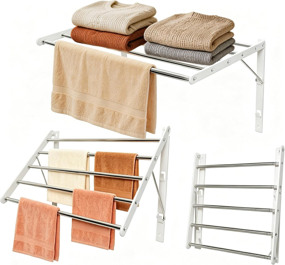 Wall Mounted Drying Rack, Foldable Laundry Rack, 13–23" Adjustable Width