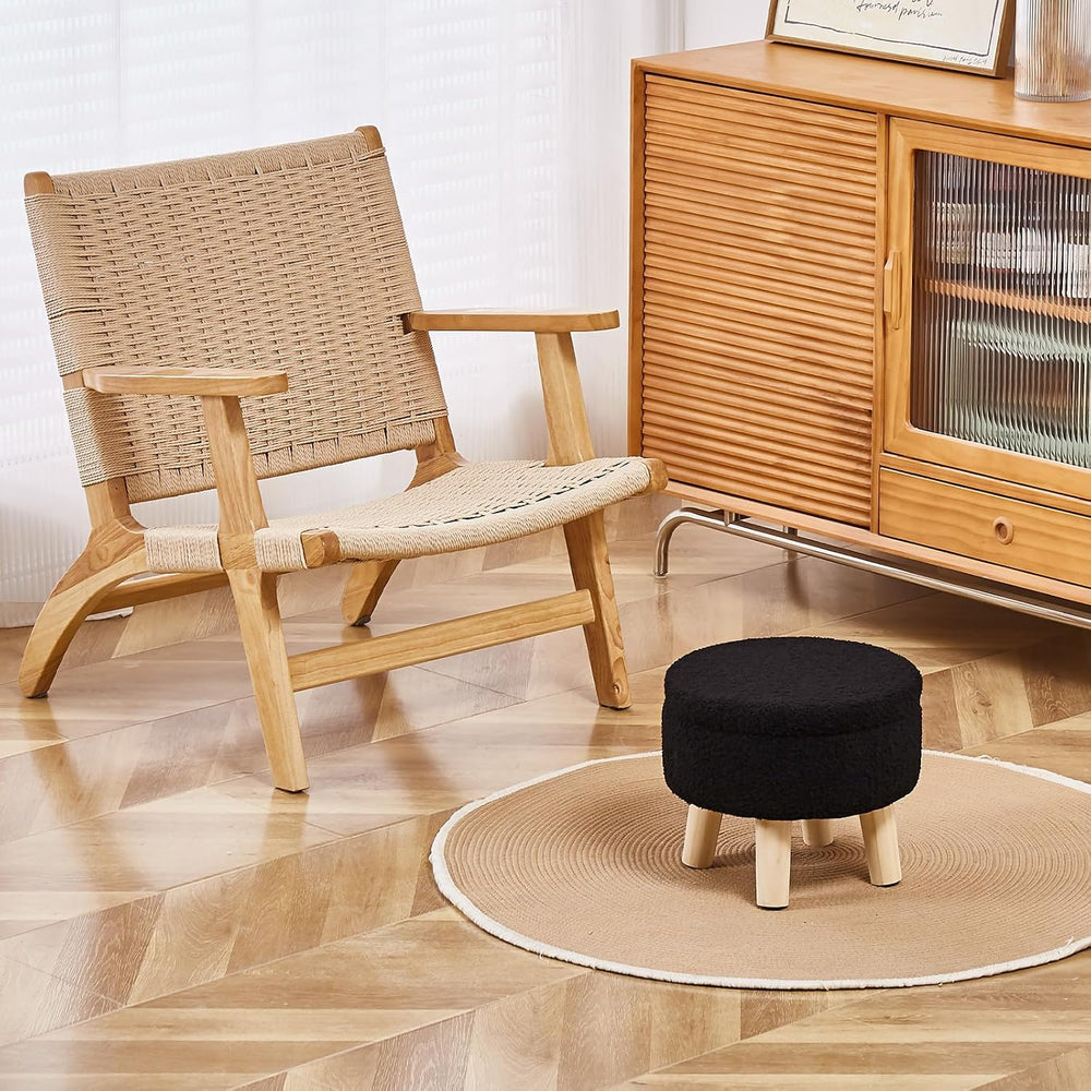 Wimarsbon Storage Ottoman, Modern Round Footrest with Soft Padded Seat, Teddy...