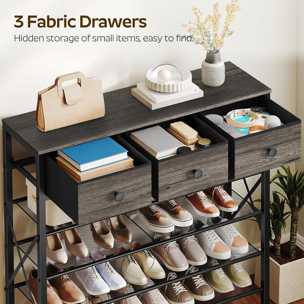 YATINEY 5-Tier Shoe Rack with 3 Drawers, Metal Shoe Organizer for 20 Pairs wi...