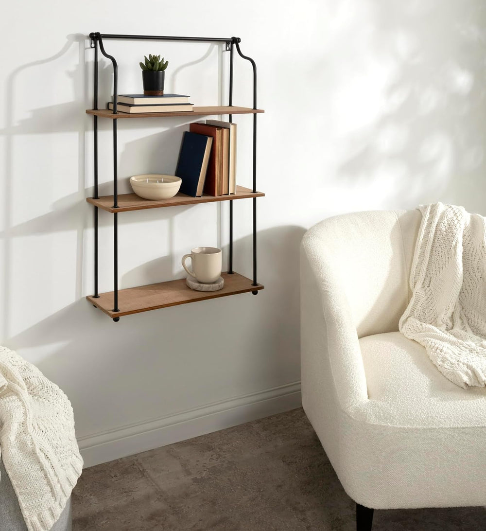 Kate and Laurel Walters Wood and Metal 3-Tier Shelving, 21" x 32", ...