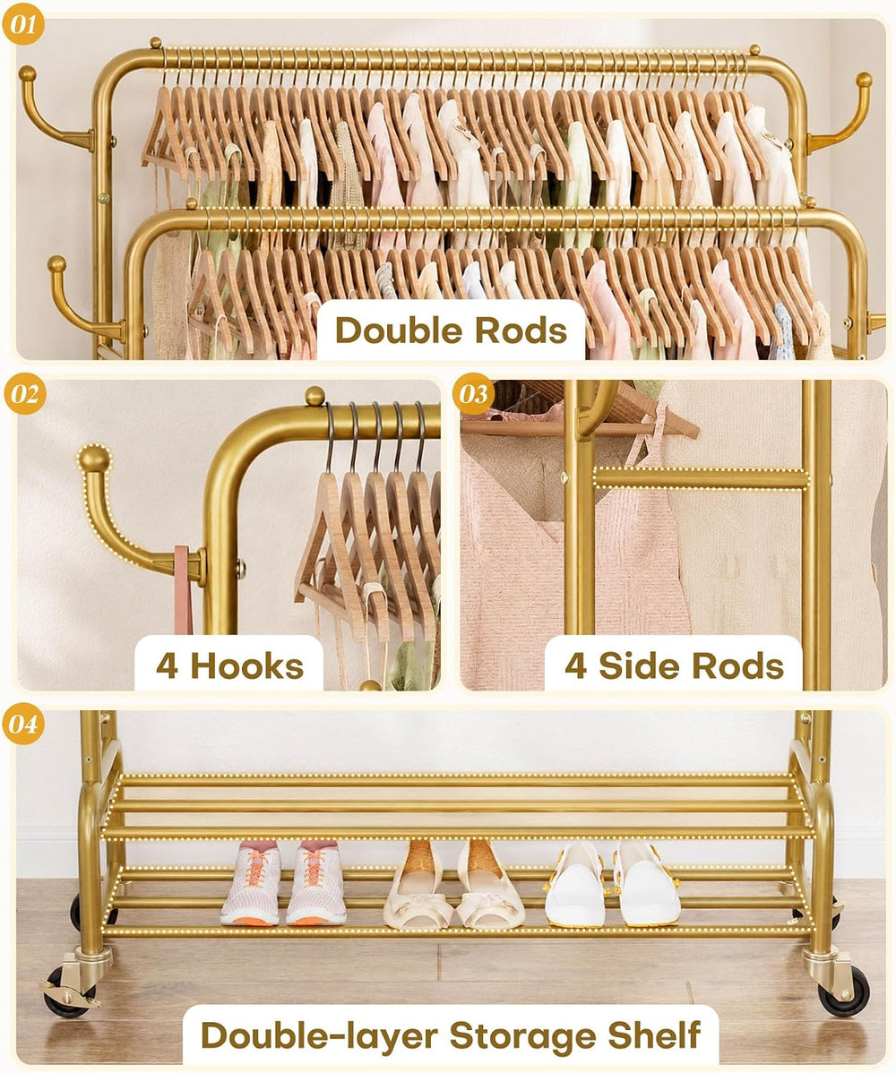 Homde Sturdy Garment Rack for Bedroom: 265 lbs Heavy Duty Clothes Organizer