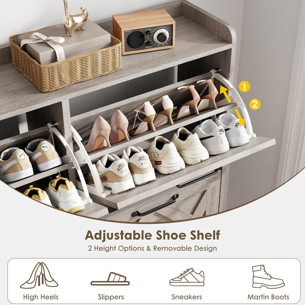 Nicetree Shoe Cabinet with 4 Flip Drawers, Freestanding Shoe Organizer Cabine...