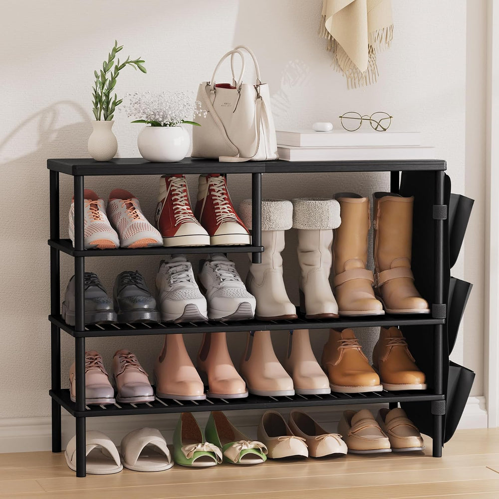 Bamboo Shoe Rack, 4 Tiers Shoe Organizer for Closet, Shoes Storage for 20-24 ...