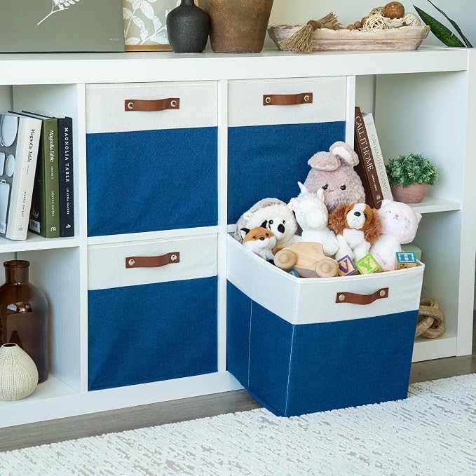 OrganiHaus 13x13 Cube Fabric Storage Bins Set of 4, Fabric Storage Cubes w/