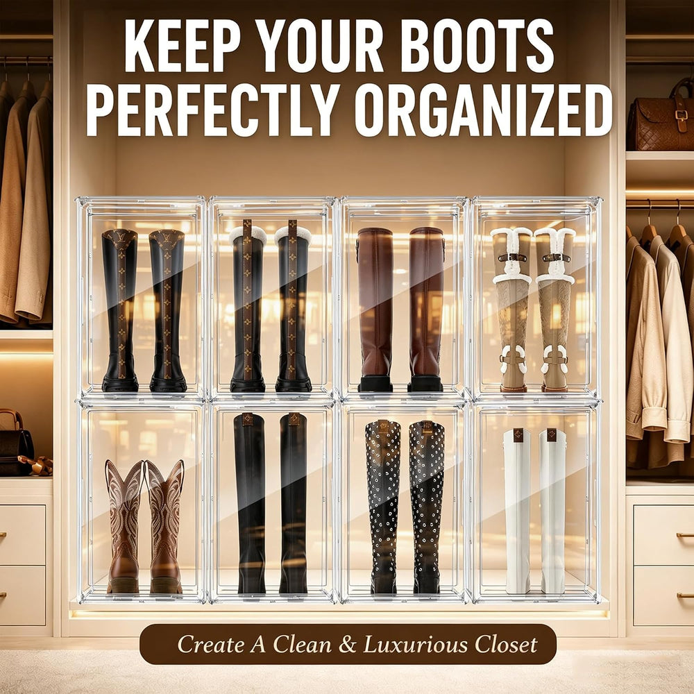 Boot Organizer for Extra Tall Boots, 23.6'' Stackable Acrylic Display...
