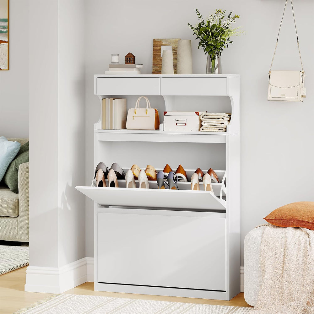Hzuaneri Shoe Cabinet, Narrow Hidden Shoe Storage Cabinet for Entryway