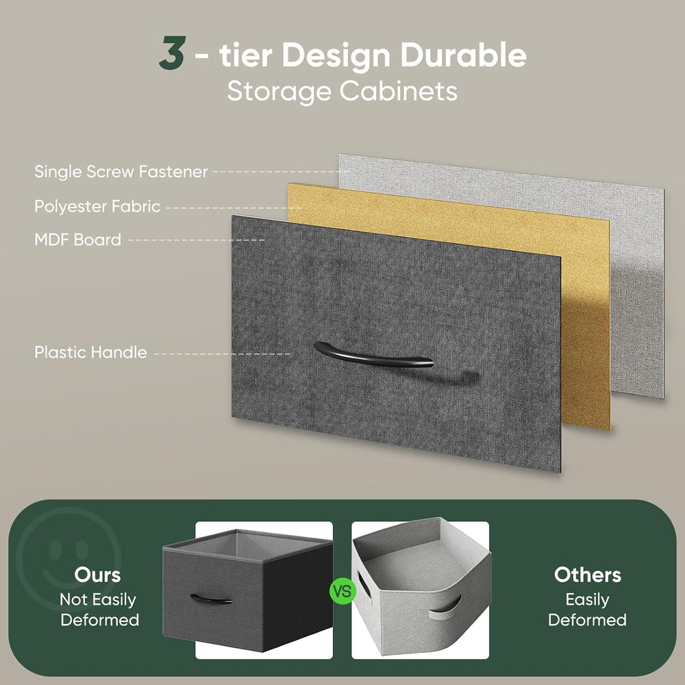 Fabric Dresser for Bedroom with 9 Drawers, Storage Tower
