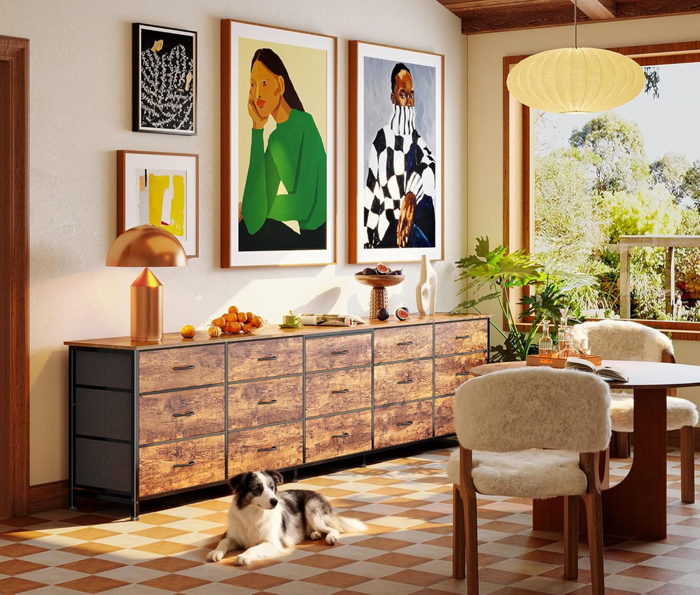 Huuger 86.6 Inch Long Dresser for Bedroom, TV Stand for 65, 75, 85 Inch TV