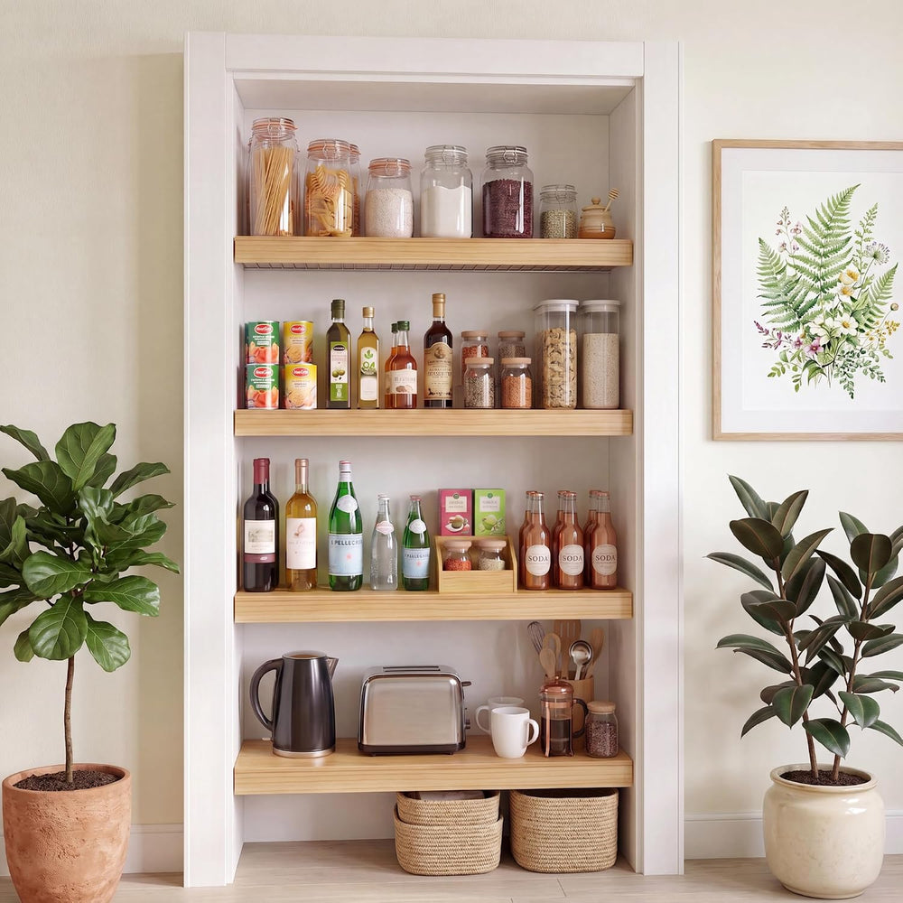 Solid Pine Wire Shelf Covers, 16" D x 21" L, Tool-Free Pantry Rack