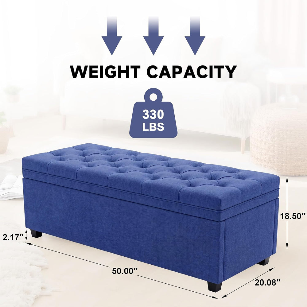 Mangodan 50 Inch Large Storage Ottoman, Tufted Ottoman with Storage