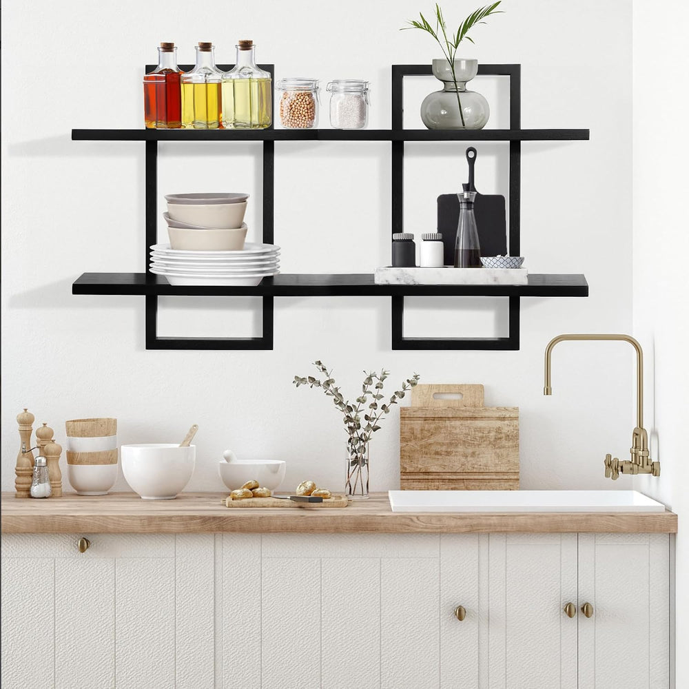 Floating Shelves for Wall,Decorative Wall Shelves Black,Plants Shelf Framed