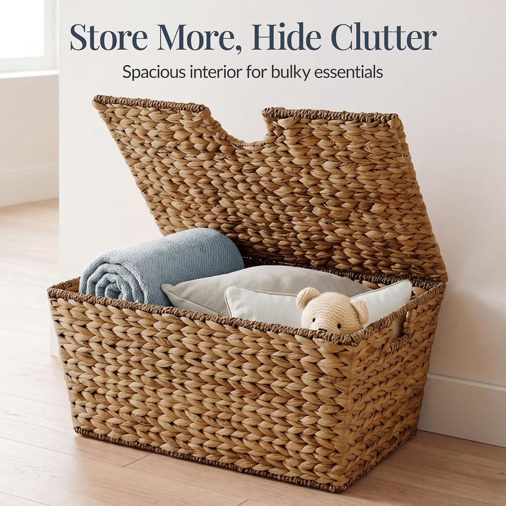 Best Choice Products Set of 2 X-Large & Medium Woven Storage Baskets W/Li...