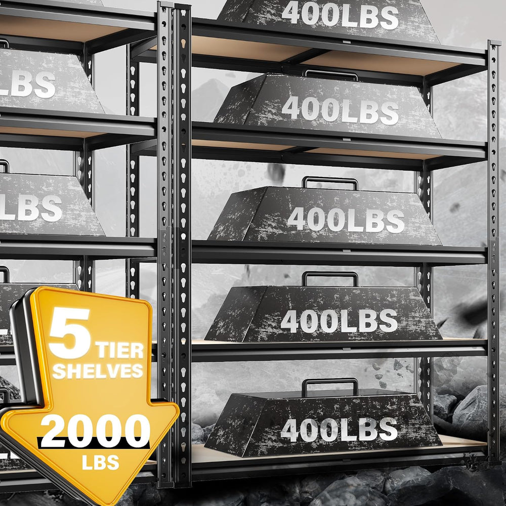 REIBII 2-Pack Storage Shelves Space-Saving and Tool Free for Garage Office