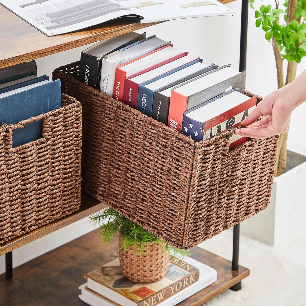 Vagusicc Large Wicker Storage Basket, Set of 2 Baskets for Organizing Brown