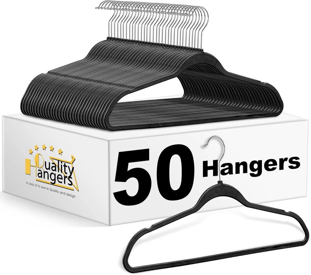 Quality Hangers 50 Pack Plastic Hangers for Clothes - Slim Non-Velvet Hangers...