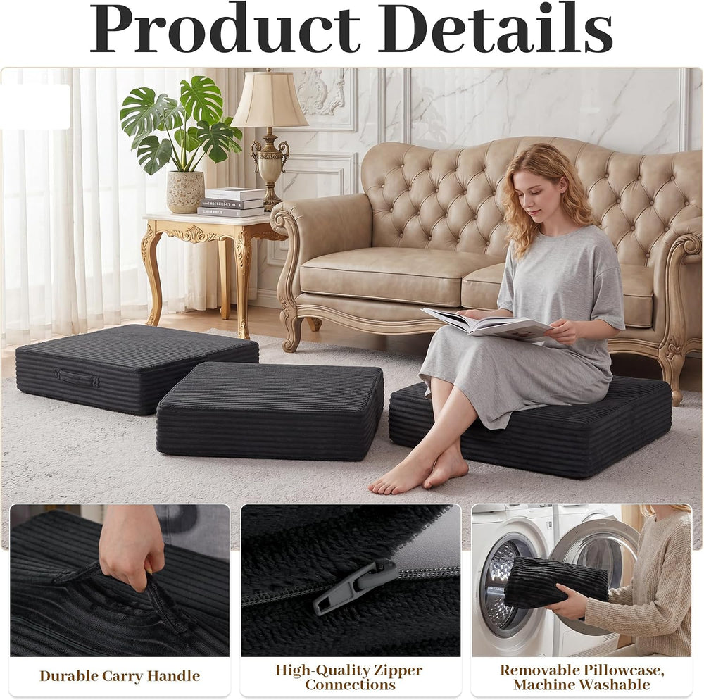 HOMBYS Modular Pouf Ottoman Foot Rest 25.6", Large Floor Cushion