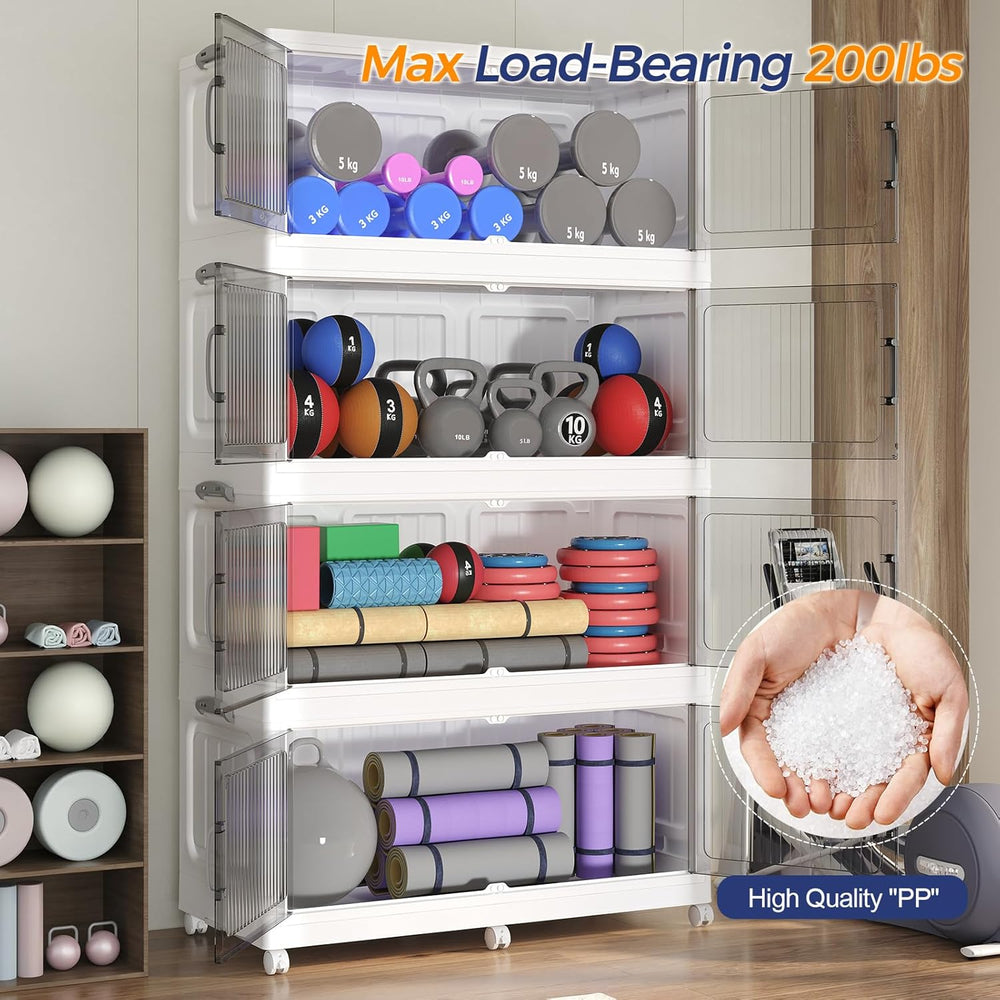 200Gal Extra Large Foldable Storage Organizer with Lid, 800QT Stackable Plast...