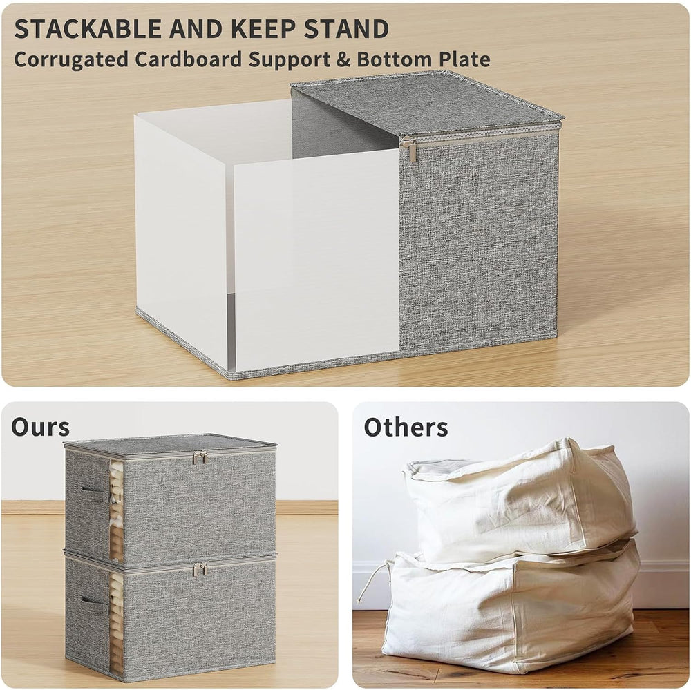 Clothes Storage Bins with Sturdy Frames, Foldable Fabric Clothing Organizer B...