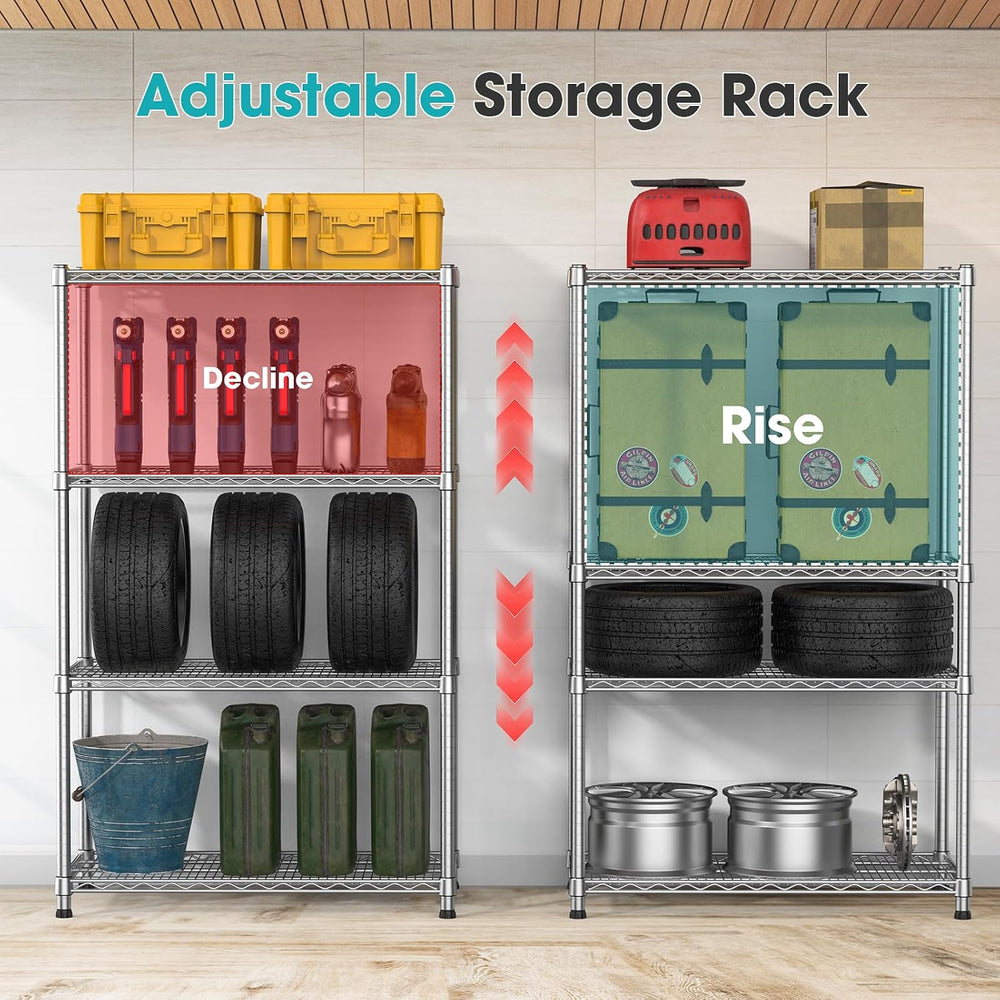 Heavy Duty 4 Tier Wire Shelving Unit 2200 lbs Capacity Garage Shelving Metal ...