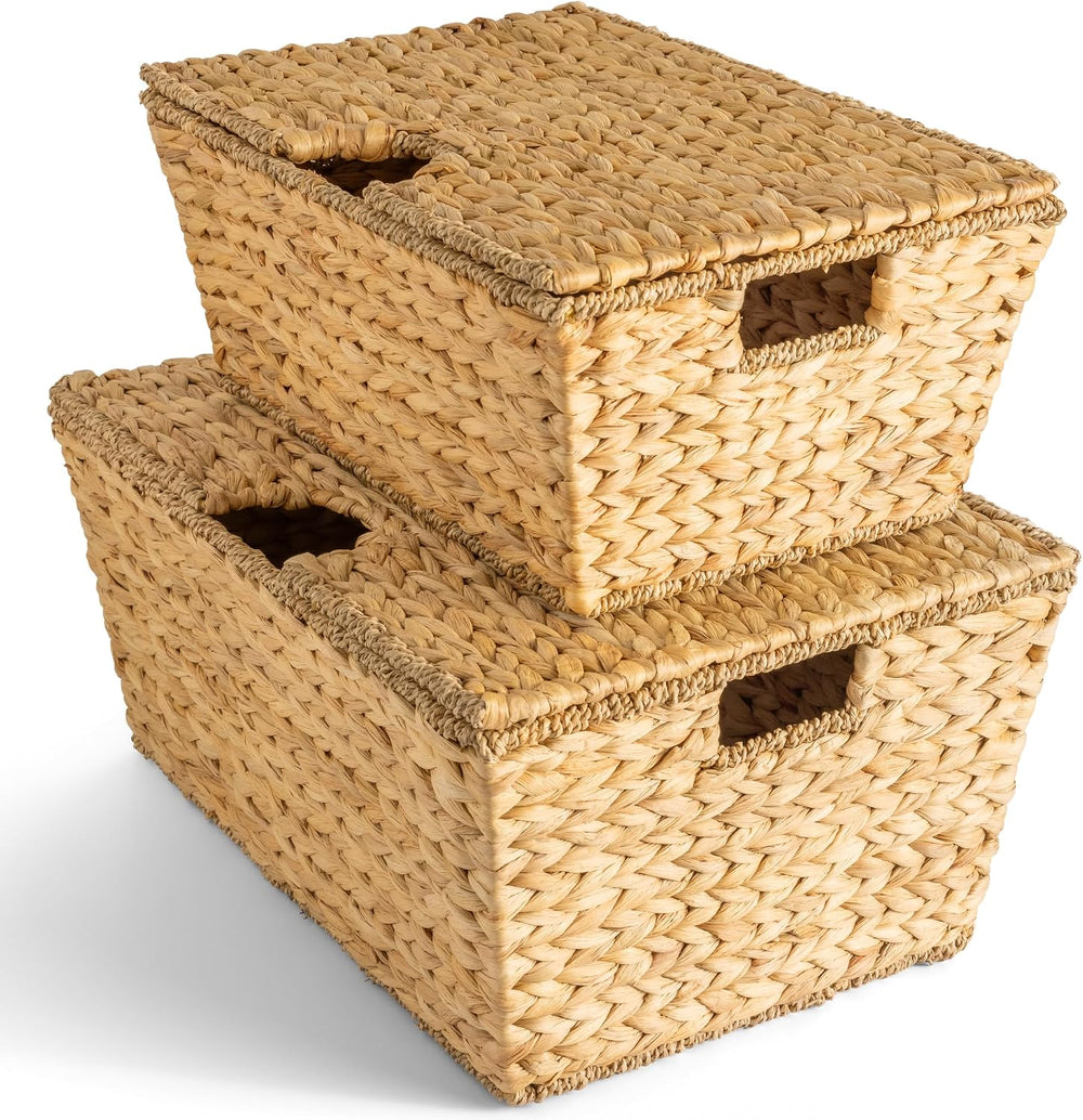 Best Choice Products Set of 2 X-Large & Medium Woven Storage Baskets W/Li...