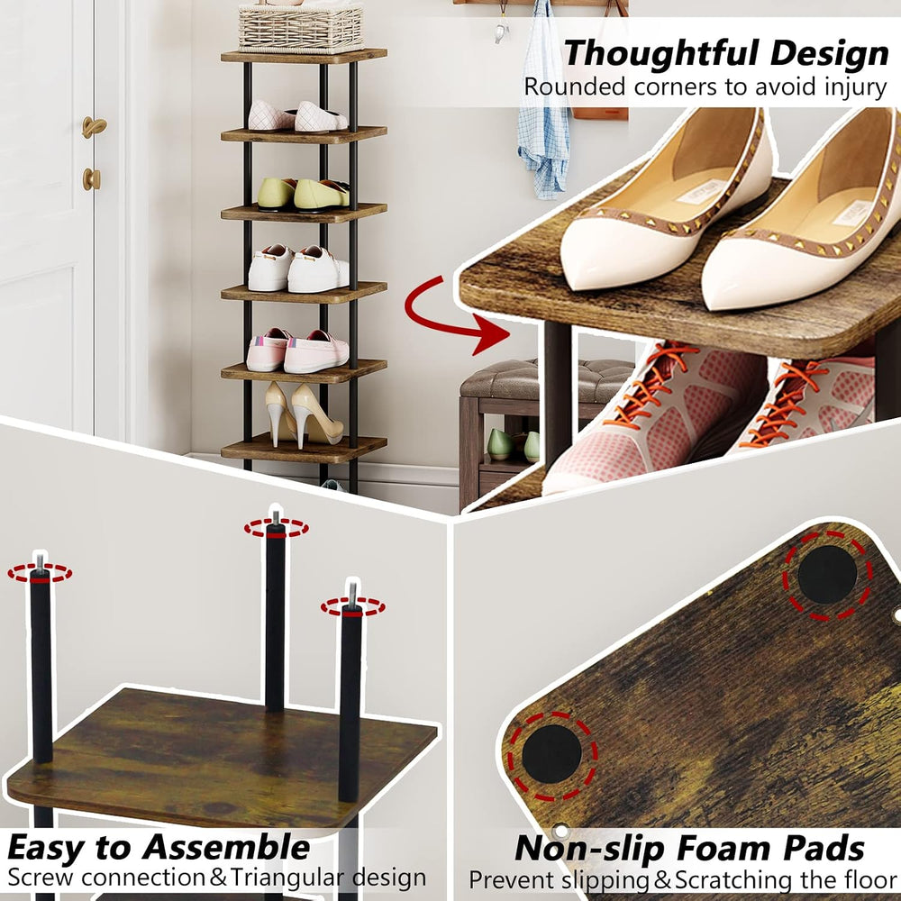 AZERPIAN Shoe Rack Storage Vertical Narrow Shoe Organizer Shelf 9 Tier