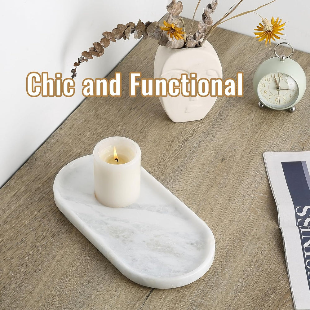 African Natural Marble Decorative Tray, 12"x6" - Countertop Organiz...