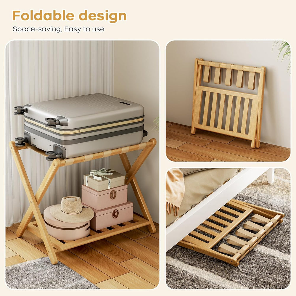 Full Assembled 26.77"L Luggage Rack for Guest Room, Set of 2, Natural