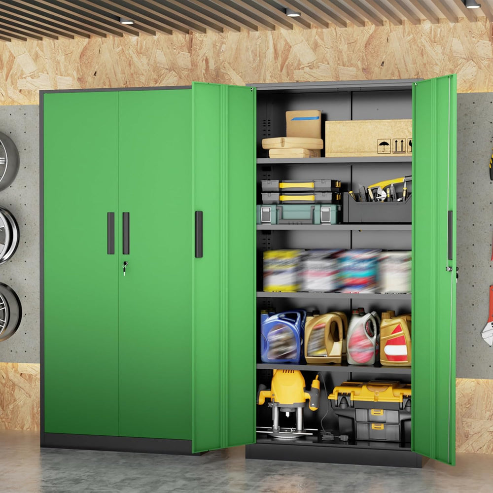 72" Metal Storage Cabinet - Heavy-Duty Metal Garage Cabinet with 4 Adjus...