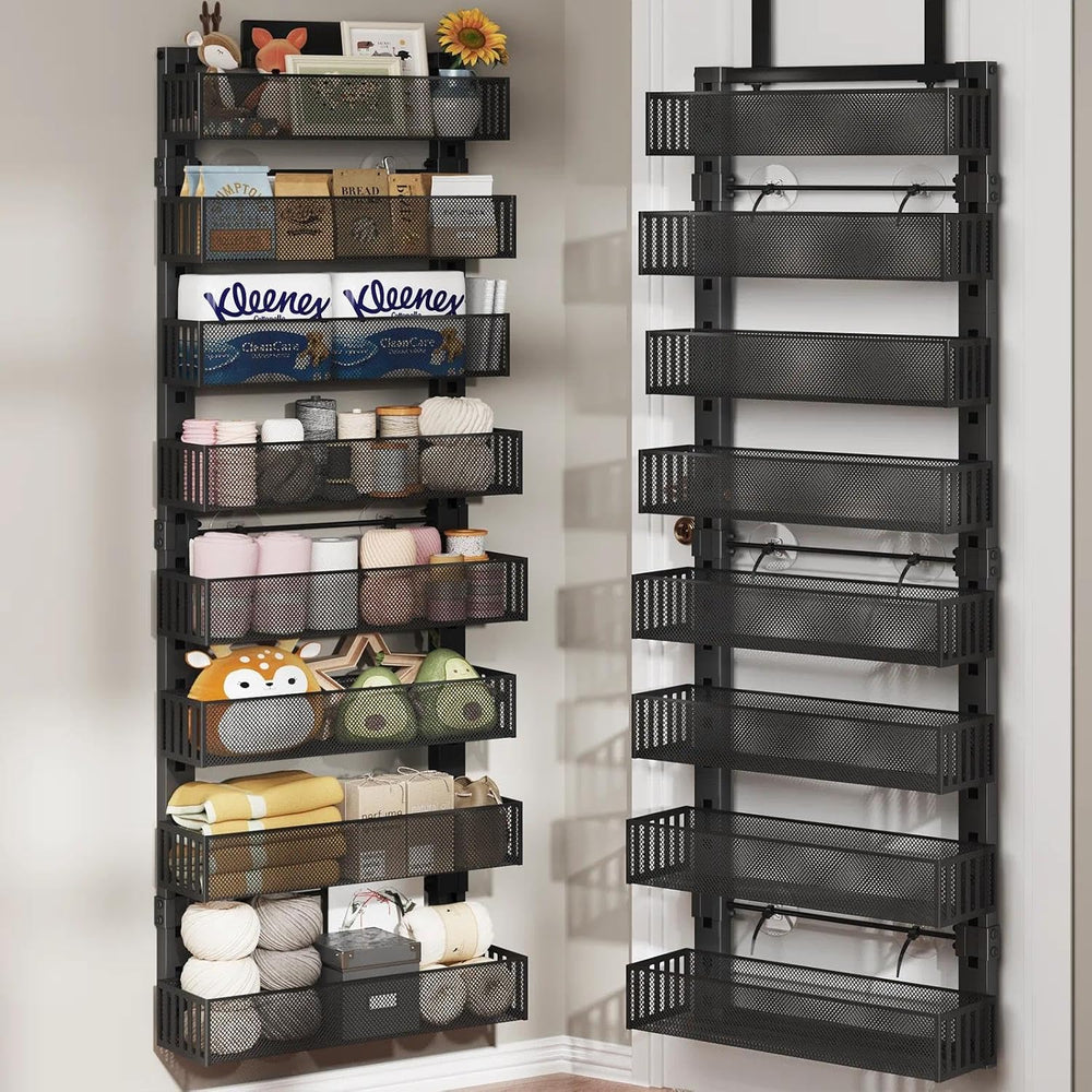 Over The Door Organizer, 8-Tier Heavy-Duty Metal Mesh Rack, Adjustable Large ...