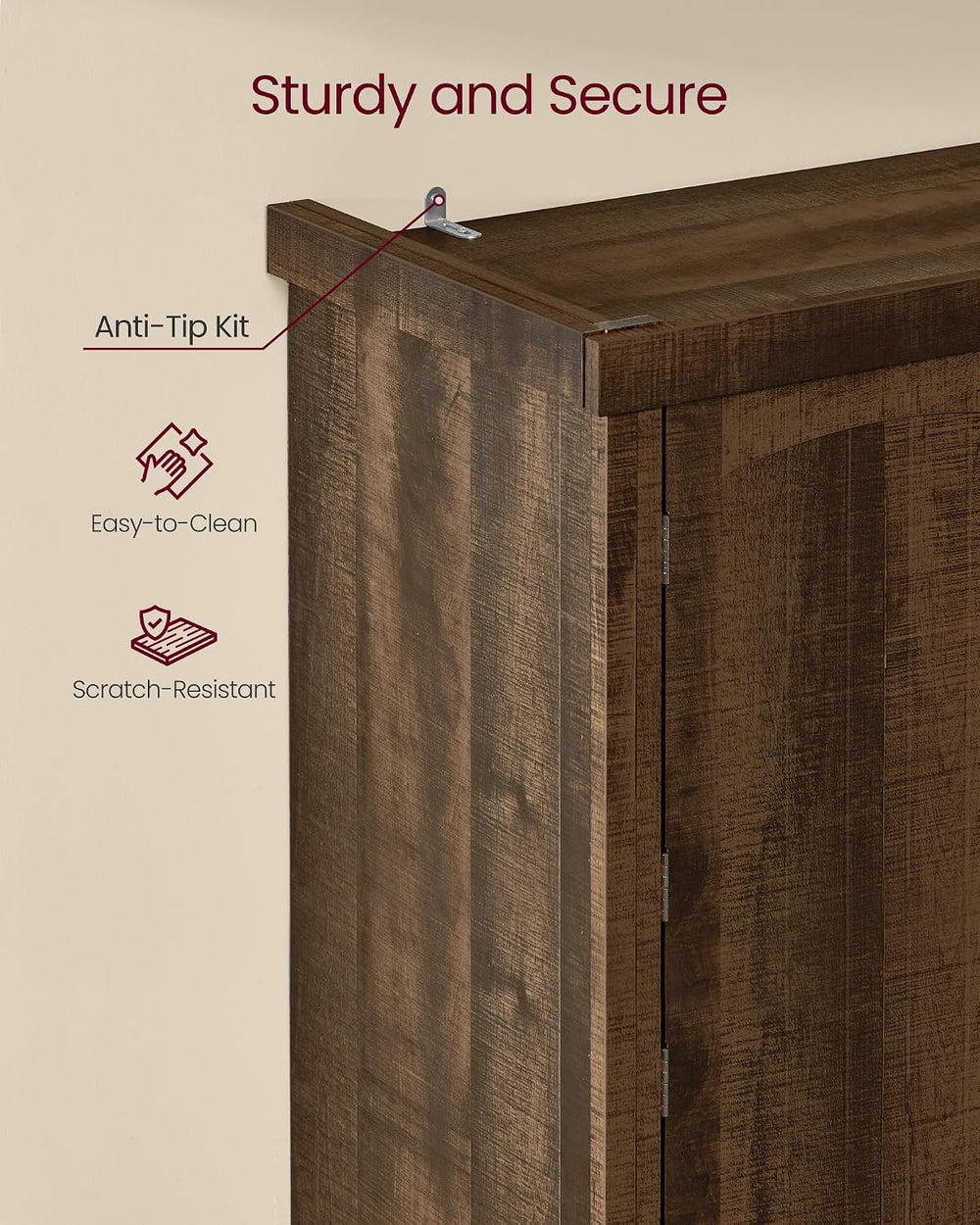 VASAGLE Pantry Cabinet, Freestanding Tall Cupboard with a Drawer
