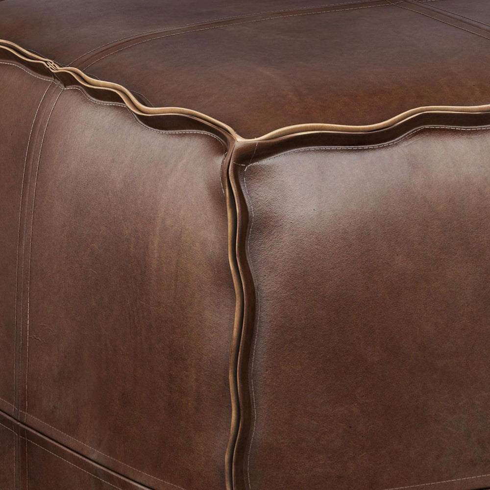 SIMPLIHOME Brody 18" Wide Square Pouf in Distressed Dark Brown Faux Leather