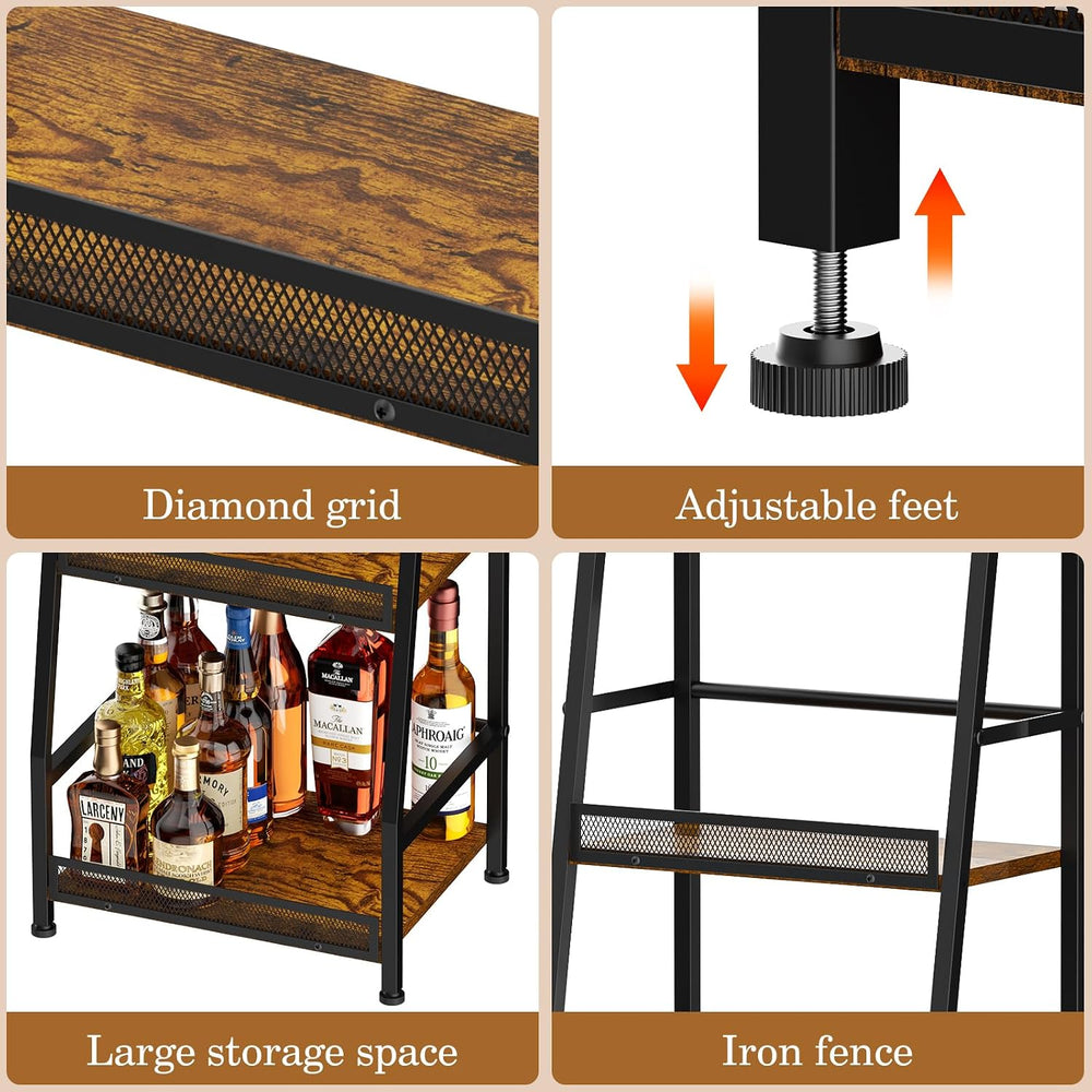 5-Tier Trapezoid Liquor Cabinet for Home Bar,Large-Capacity Liquor Stand