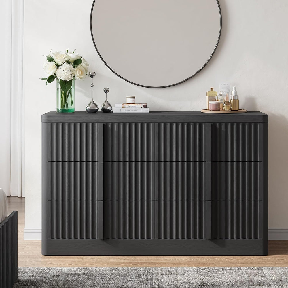 Fluted Dresser for Bedroom, 47" Wide 6 Drawer Dresser, Modern Chest of D...