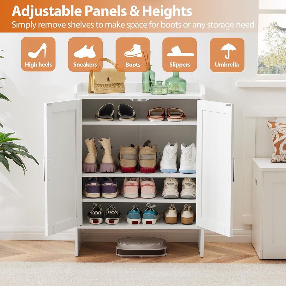Mericonia Farmhouse Shoe Cabinet with Doors, Modern Large 5-Tier Shoe Storage...