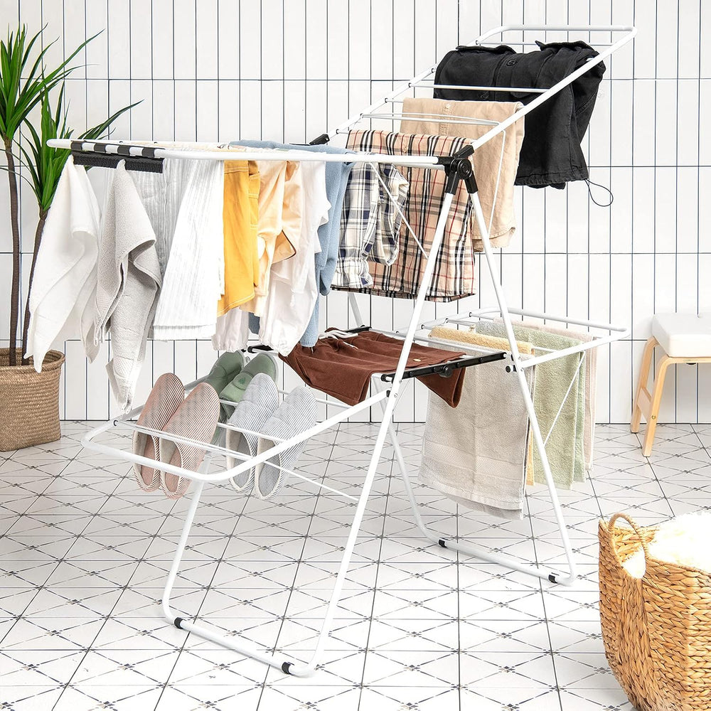 Tangkula Foldable Clothes Drying Rack, 2-Level Folding Drying Rack for Indoor...