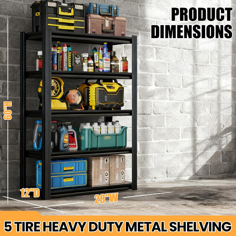 62" H Garage Shelving, Heavy Duty Storage Shelves, Garage Storage Shelve...