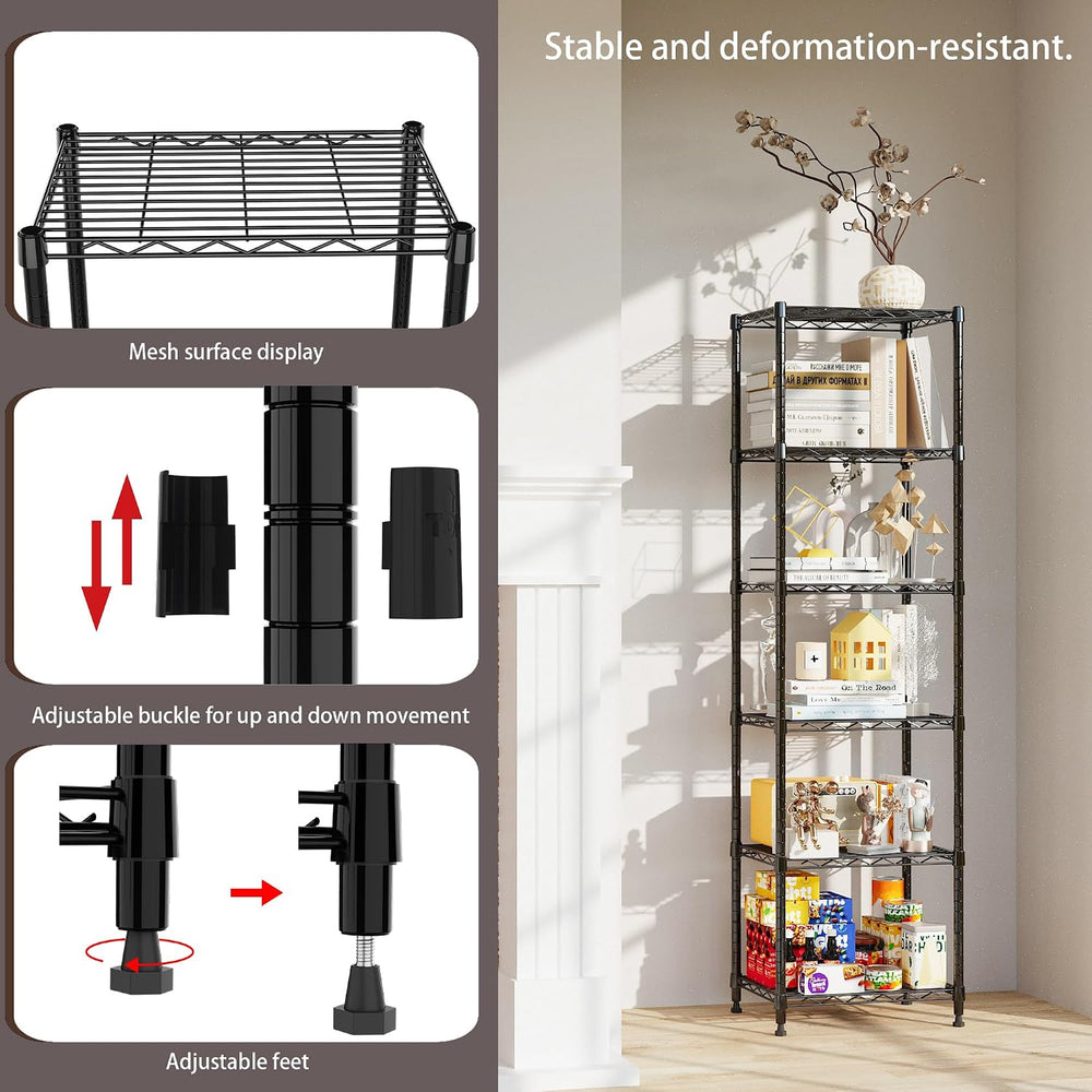 REGILLER 6 Wire Shelving Steel Storage Rack Adjustable Unit Shelves for Laund...