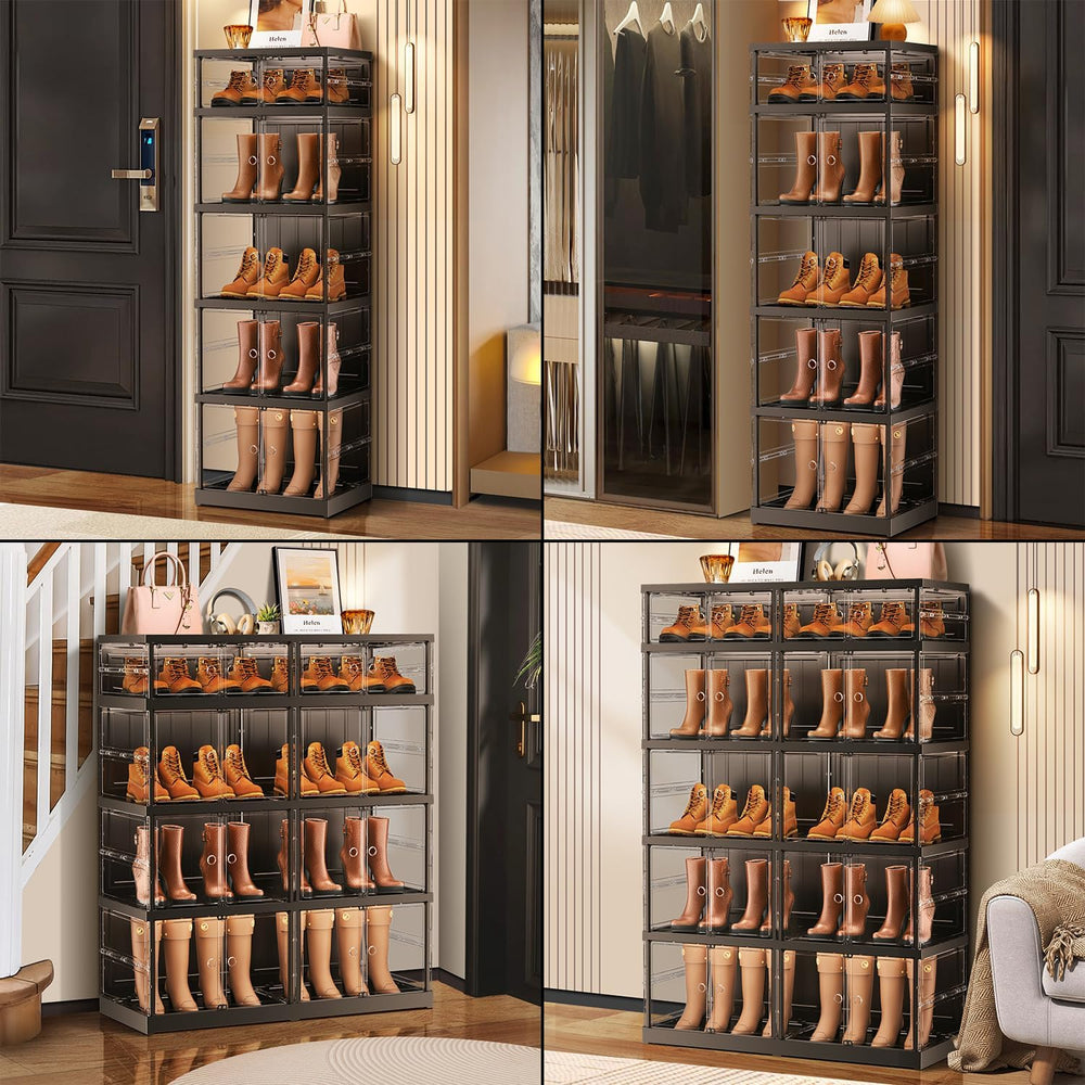 CIMLORD 5-Tier Foldable Shoe Rack Organizer for Boots, 20 Pairs, Black