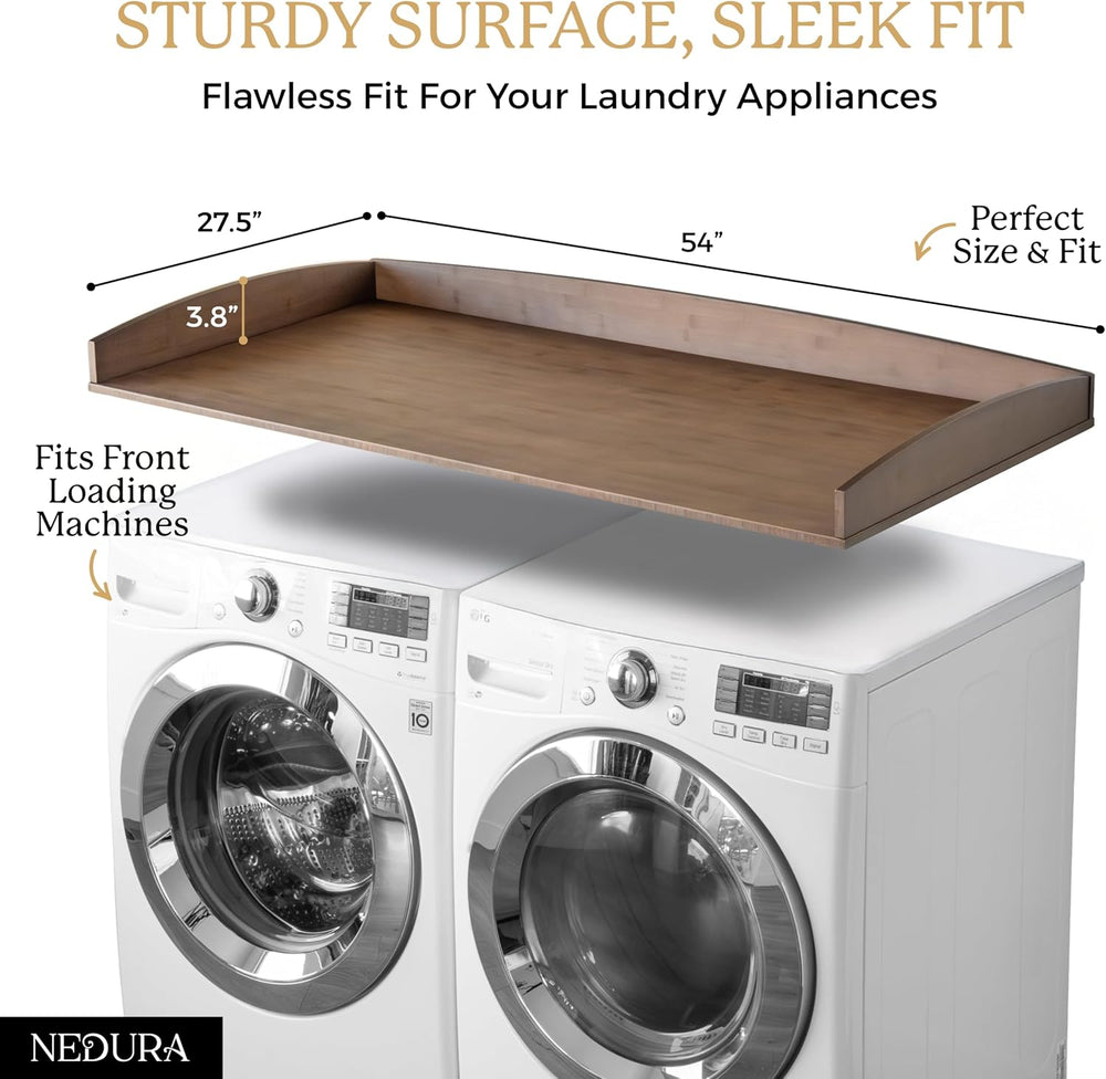 Nedura Washer Dryer Countertop with Anti-Vibration Pads, Curved Edge Rails, P...