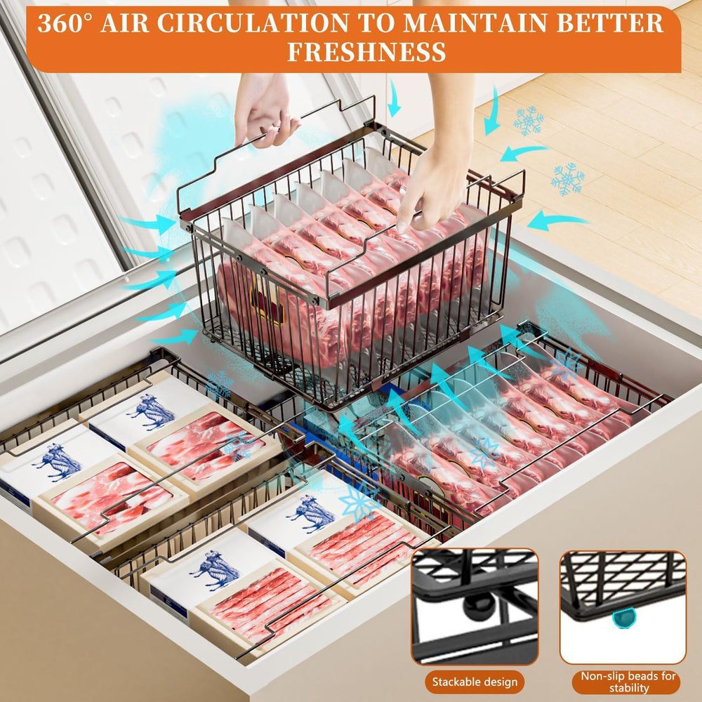 Large Freezer Organizer Bins for 5 to 9 Cu.Ft,Leak-Proof Bottom,3 Pack