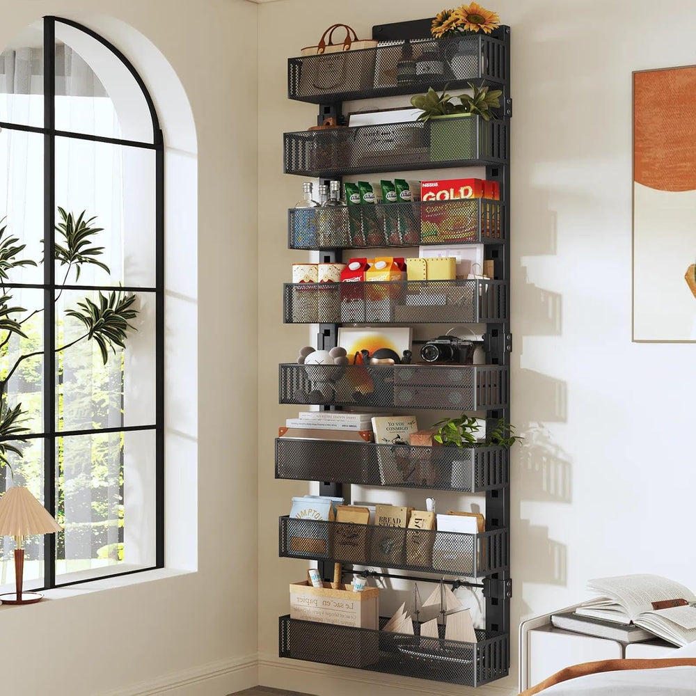 Over The Door Organizer, 8-Tier Heavy-Duty Metal Mesh Rack, Adjustable Large ...