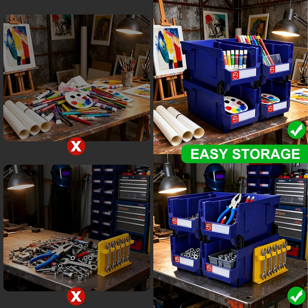 4Pack Storage Organizer Boxes,Desk Drawer Organizer, Stackable Storage Bins f...