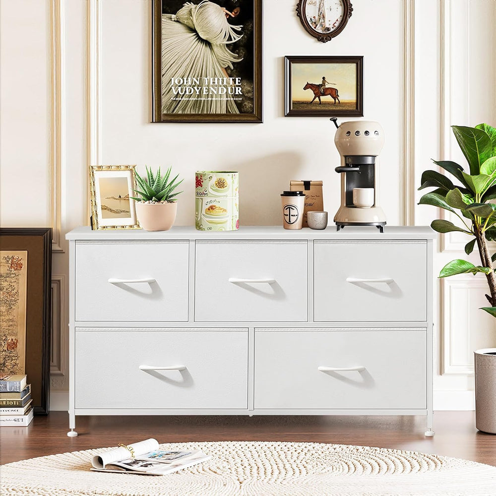5-Drawer Dresser for Bedroom, Anti-Tip Wide Storage Organizer Fabric