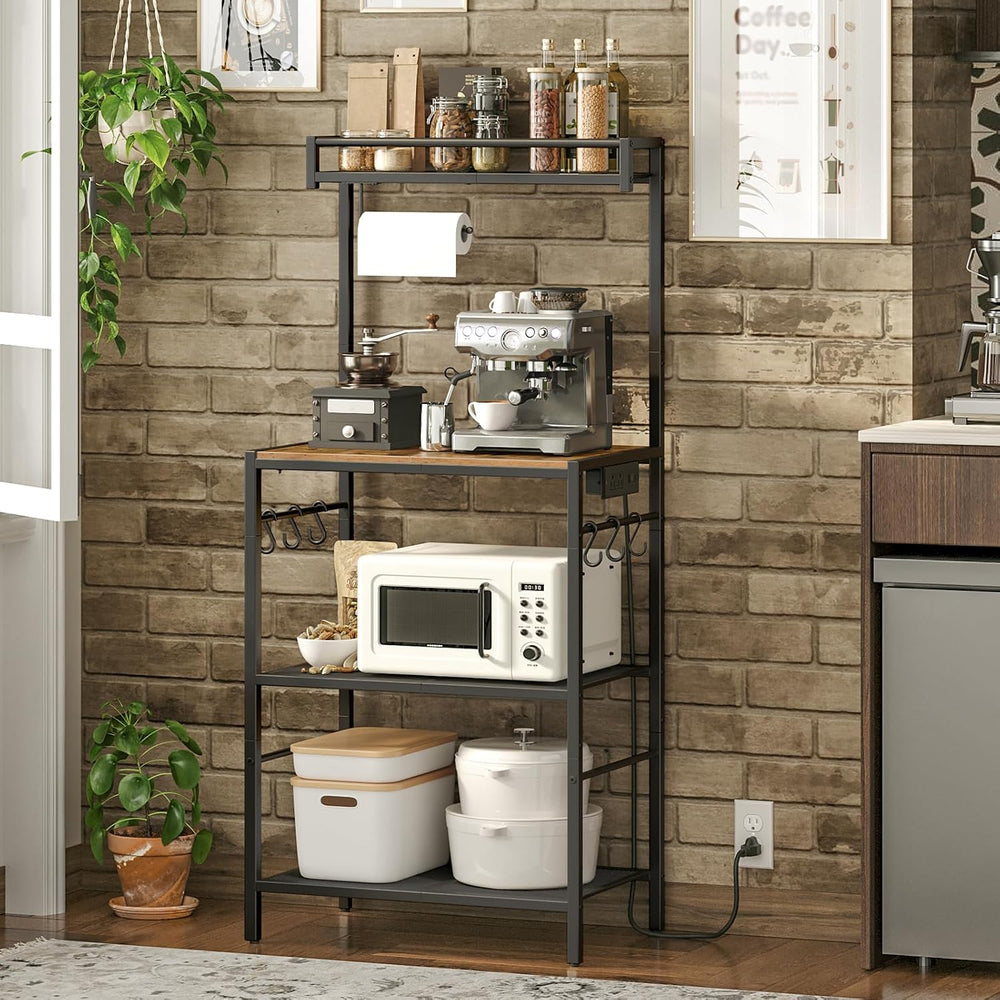 MAHANCRIS Bakers Rack with Storage, Microwave Stand with Paper Holder, Bakers...