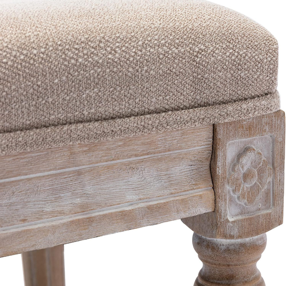 chairus Square Foot Stool with Button Tufted Seat, Small Fabric Upholstered S...