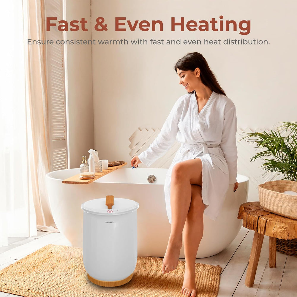 SereneLife Bucket Towel Warmers, White Large Towel Warmer for Spa and Bathroo...