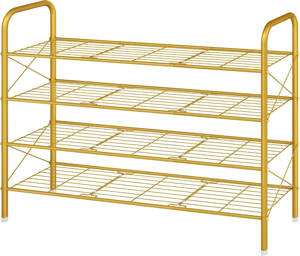 Hoctieon 4 Tier Mesh Style Shoe Rack, Entryway Shoe Shelf, Shoe Storage Organ...