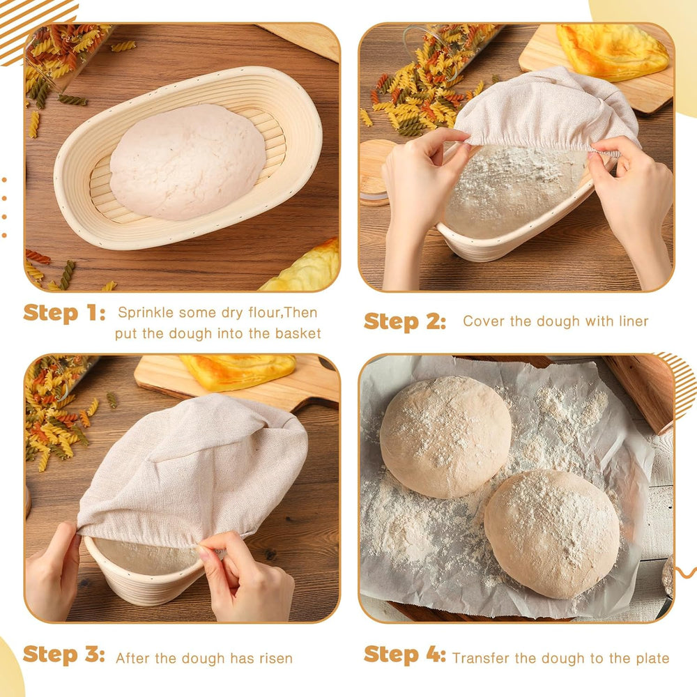 Gejoy 20 Sets Banneton Proofing Baskets with Liner Sourdough,Oval,10''