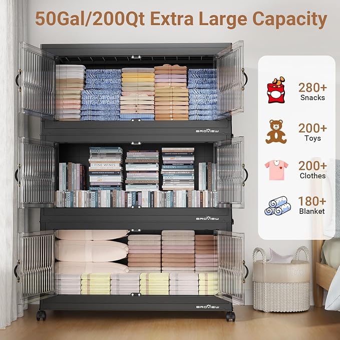 BROVIEW 800Qt Extra Large Stackable Storage Bins